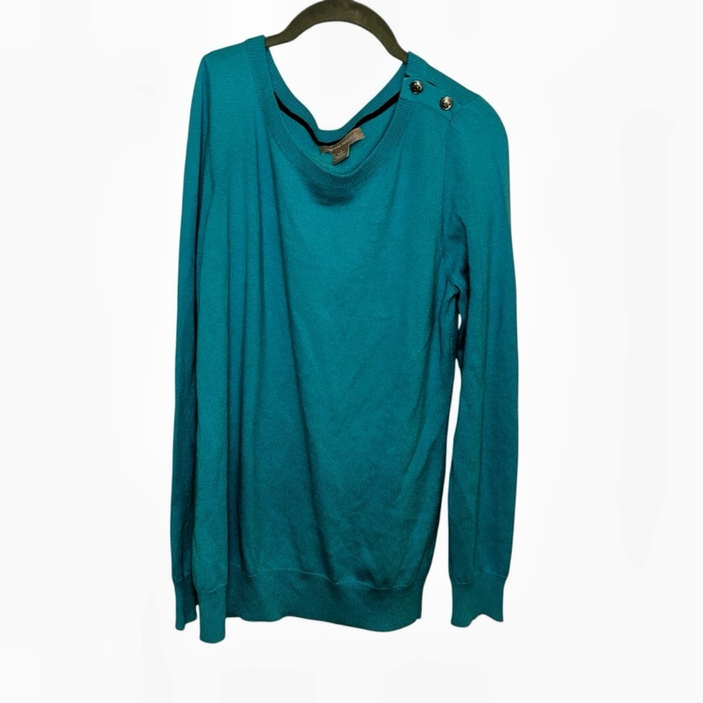 Banana Republic teal blue lightweight sweater large L Merino wool blend